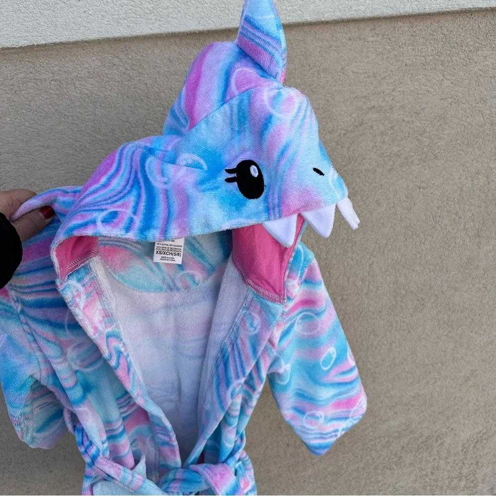 Kids Saint Eve Swim Colorful Beach Shark Hooded Cover Up Robe
